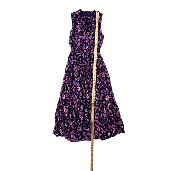 MSK Floral Sleeveless Maxi Dress - Purple and Pink with Elastic Waist and Lining - Picture 8 of 11